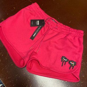 Rokustudio Womens Pink Embroidered Drawstring Athletic Activewear Shorts Size XL